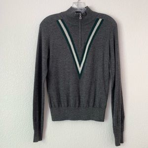 G/FORE Grey Cashmere V-Stripe Sweater